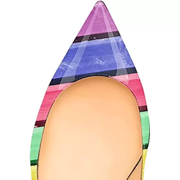 imageFSJ Women Bridal Pointed Toe Chunky Block Low Heel Crystal Pumps Slip on Wedding Thick Heel Comfort Shoes Size 415 USRainbow