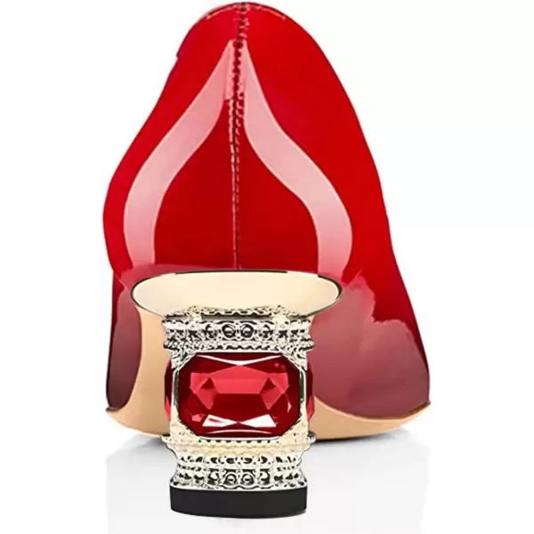 imageFSJ Women Bridal Pointed Toe Chunky Block Low Heel Crystal Pumps Slip on Wedding Thick Heel Comfort Shoes Size 415 USRed Gradient