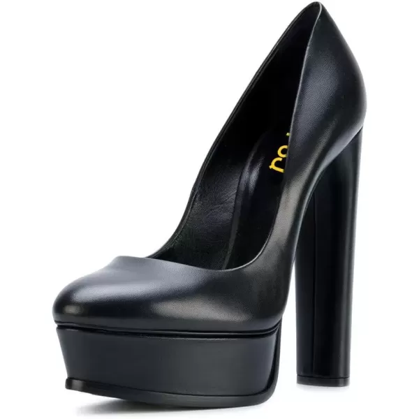 imageFSJ Women Classic Chunky High Heels Pumps Platform Closed Toe Sexy Slip On Ladies Shoes Size 415 USBlackmatte