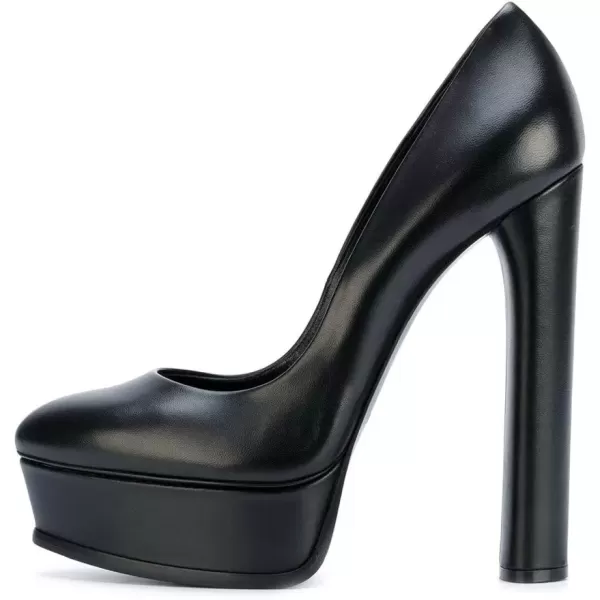 imageFSJ Women Classic Chunky High Heels Pumps Platform Closed Toe Sexy Slip On Ladies Shoes Size 415 USBlackmatte