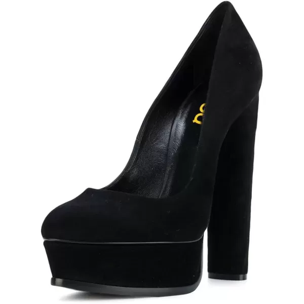 imageFSJ Women Classic Chunky High Heels Pumps Platform Closed Toe Sexy Slip On Ladies Shoes Size 415 USBlacksuede
