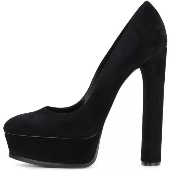 imageFSJ Women Classic Chunky High Heels Pumps Platform Closed Toe Sexy Slip On Ladies Shoes Size 415 USBlacksuede