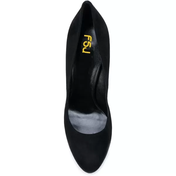 imageFSJ Women Classic Chunky High Heels Pumps Platform Closed Toe Sexy Slip On Ladies Shoes Size 415 USBlacksuede