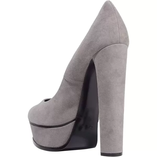 imageFSJ Women Classic Chunky High Heels Pumps Platform Closed Toe Sexy Slip On Ladies Shoes Size 415 USGrey