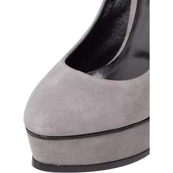 imageFSJ Women Classic Chunky High Heels Pumps Platform Closed Toe Sexy Slip On Ladies Shoes Size 415 USGrey