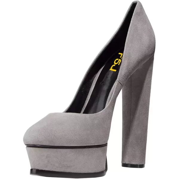 imageFSJ Women Classic Chunky High Heels Pumps Platform Closed Toe Sexy Slip On Ladies Shoes Size 415 USGrey