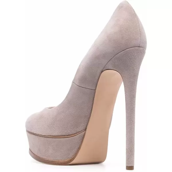 imageFSJ Women Classic Chunky High Heels Pumps Platform Closed Toe Sexy Slip On Ladies Shoes Size 415 USLight Grey