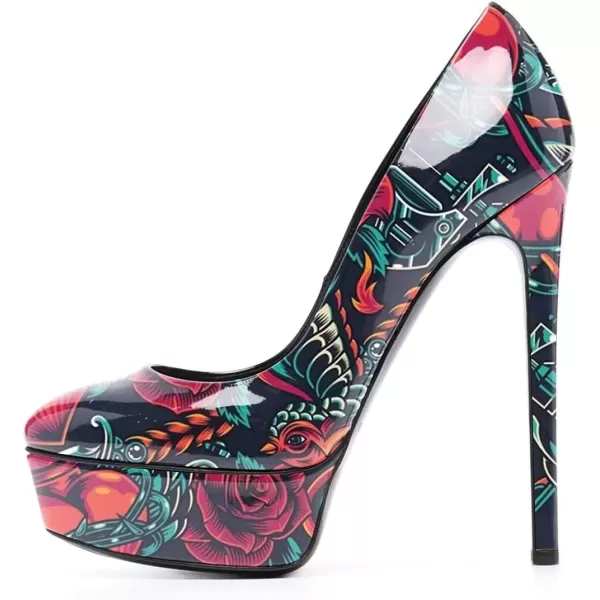 imageFSJ Women Classic Chunky High Heels Pumps Platform Closed Toe Sexy Slip On Ladies Shoes Size 415 USMulticoloured