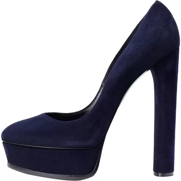 imageFSJ Women Classic Chunky High Heels Pumps Platform Closed Toe Sexy Slip On Ladies Shoes Size 415 USNavy