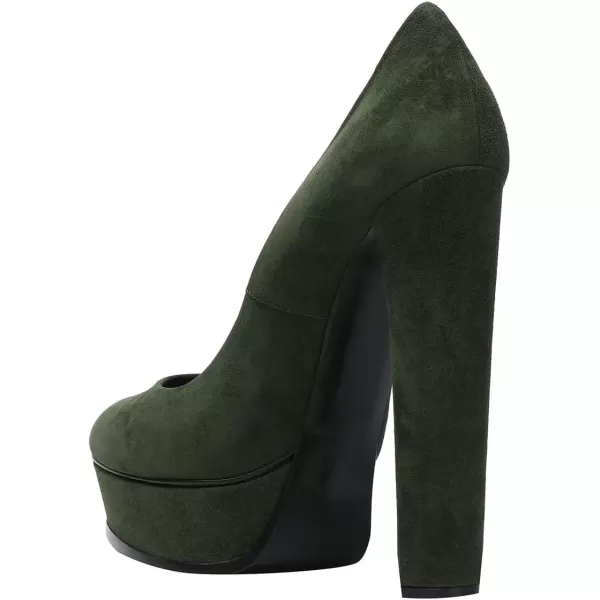 imageFSJ Women Classic Chunky High Heels Pumps Platform Closed Toe Sexy Slip On Ladies Shoes Size 415 USOlive