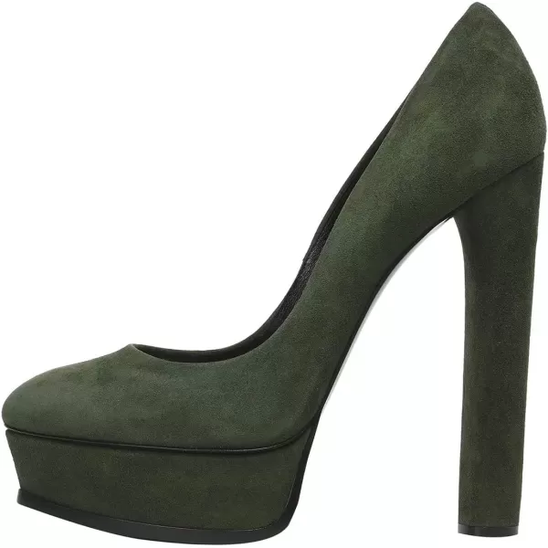 imageFSJ Women Classic Chunky High Heels Pumps Platform Closed Toe Sexy Slip On Ladies Shoes Size 415 USOlive