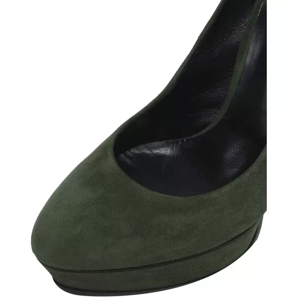 imageFSJ Women Classic Chunky High Heels Pumps Platform Closed Toe Sexy Slip On Ladies Shoes Size 415 USOlive