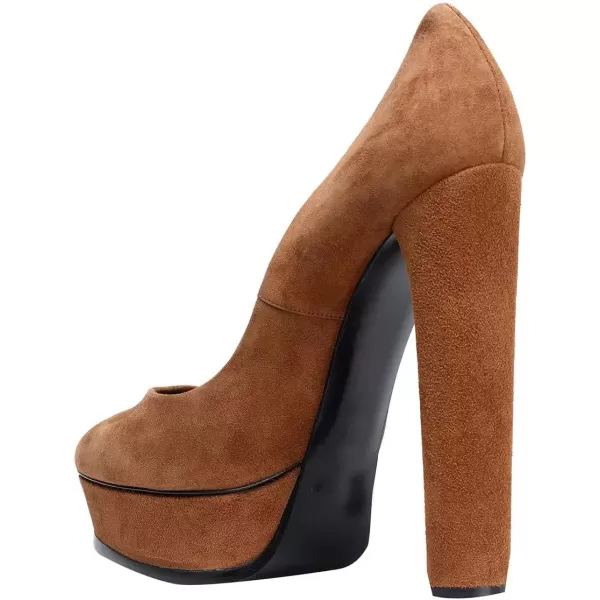 imageFSJ Women Classic Chunky High Heels Pumps Platform Closed Toe Sexy Slip On Ladies Shoes Size 415 USPeru