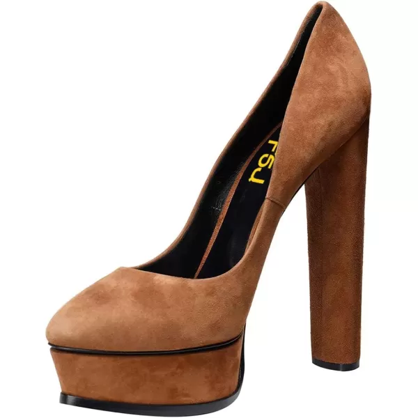 imageFSJ Women Classic Chunky High Heels Pumps Platform Closed Toe Sexy Slip On Ladies Shoes Size 415 USPeru