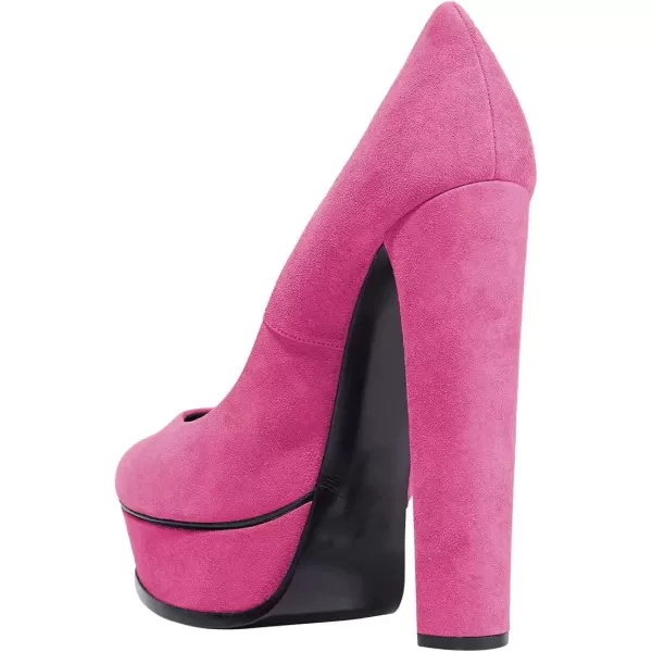 imageFSJ Women Classic Chunky High Heels Pumps Platform Closed Toe Sexy Slip On Ladies Shoes Size 415 USPink
