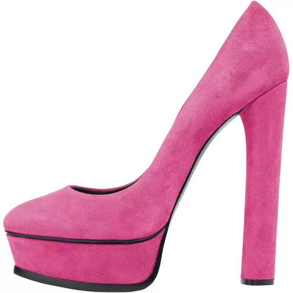 imageFSJ Women Classic Chunky High Heels Pumps Platform Closed Toe Sexy Slip On Ladies Shoes Size 415 USPink