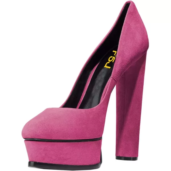 imageFSJ Women Classic Chunky High Heels Pumps Platform Closed Toe Sexy Slip On Ladies Shoes Size 415 USPink