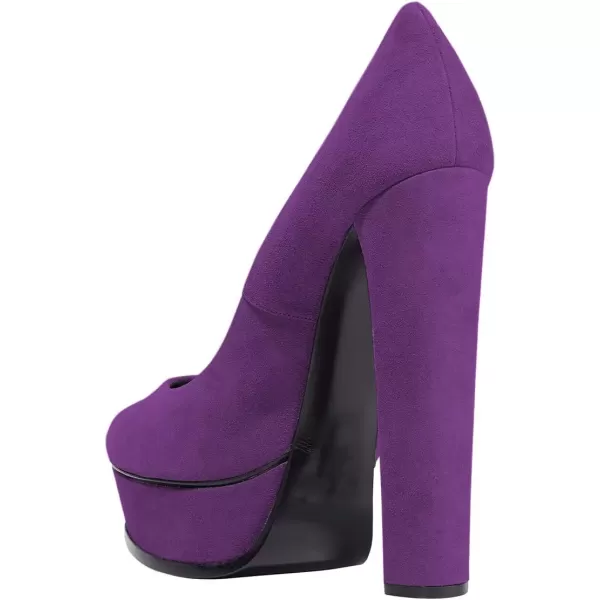 imageFSJ Women Classic Chunky High Heels Pumps Platform Closed Toe Sexy Slip On Ladies Shoes Size 415 USPurple