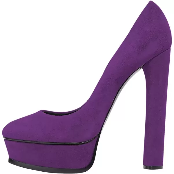 imageFSJ Women Classic Chunky High Heels Pumps Platform Closed Toe Sexy Slip On Ladies Shoes Size 415 USPurple
