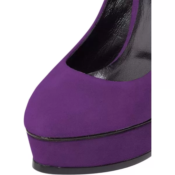 imageFSJ Women Classic Chunky High Heels Pumps Platform Closed Toe Sexy Slip On Ladies Shoes Size 415 USPurple