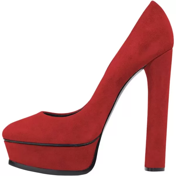 imageFSJ Women Classic Chunky High Heels Pumps Platform Closed Toe Sexy Slip On Ladies Shoes Size 415 USRed