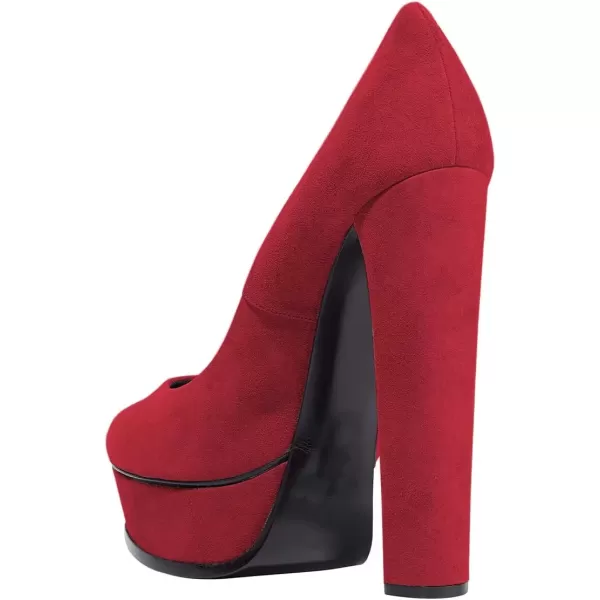 imageFSJ Women Classic Chunky High Heels Pumps Platform Closed Toe Sexy Slip On Ladies Shoes Size 415 USRed