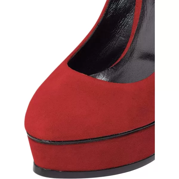 imageFSJ Women Classic Chunky High Heels Pumps Platform Closed Toe Sexy Slip On Ladies Shoes Size 415 USRed