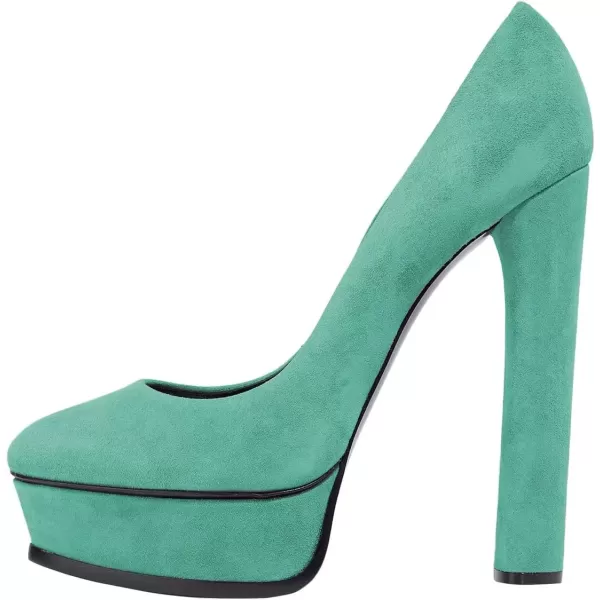 imageFSJ Women Classic Chunky High Heels Pumps Platform Closed Toe Sexy Slip On Ladies Shoes Size 415 USTurquoise