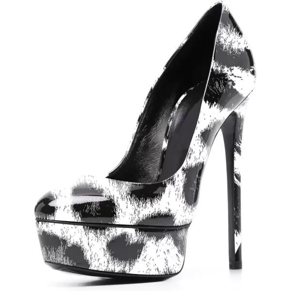 imageFSJ Women Classic Chunky High Heels Pumps Platform Closed Toe Sexy Slip On Ladies Shoes Size 415 USWhite Black