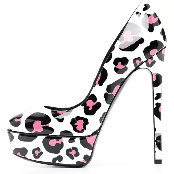 imageFSJ Women Classic Chunky High Heels Pumps Platform Closed Toe Sexy Slip On Ladies Shoes Size 415 USWhite Pink