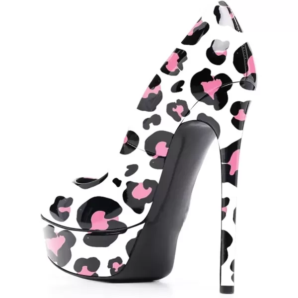 imageFSJ Women Classic Chunky High Heels Pumps Platform Closed Toe Sexy Slip On Ladies Shoes Size 415 USWhite Pink