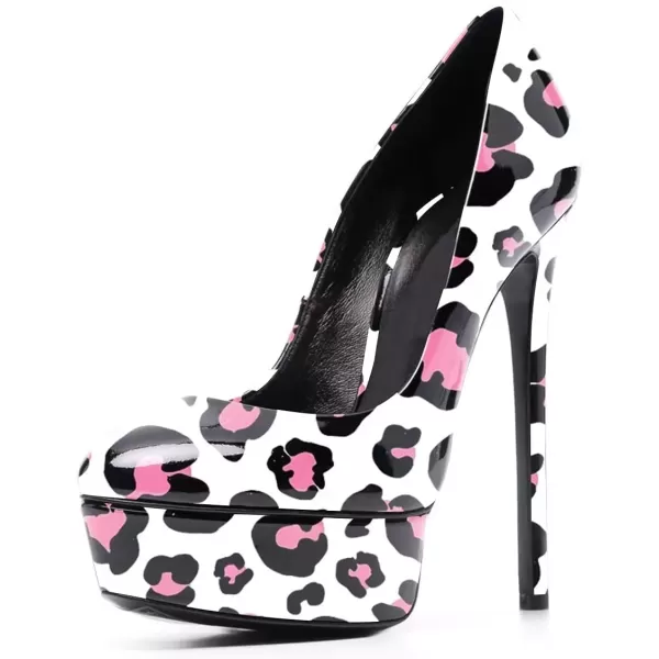 imageFSJ Women Classic Chunky High Heels Pumps Platform Closed Toe Sexy Slip On Ladies Shoes Size 415 USWhite Pink