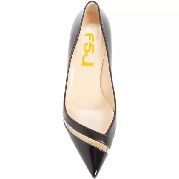 imageFSJ Women Comfy Clear Pointed Toe Pump Kitten Low Heel Slip On Office Lady Shoes Size 415 USBlack