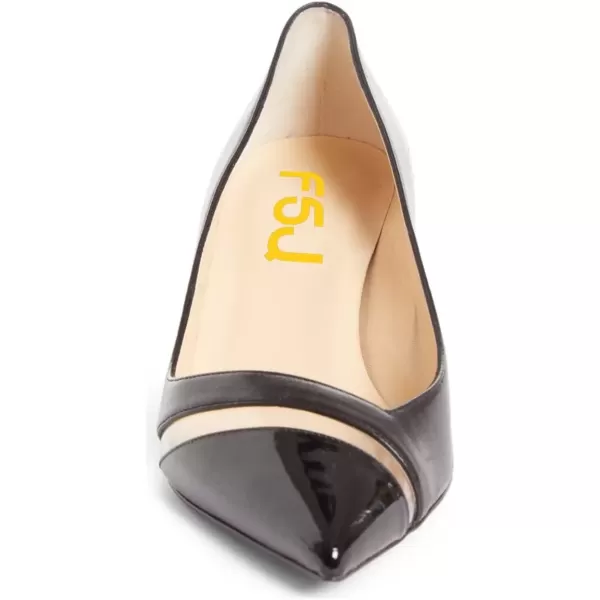 imageFSJ Women Comfy Clear Pointed Toe Pump Kitten Low Heel Slip On Office Lady Shoes Size 415 USBlack