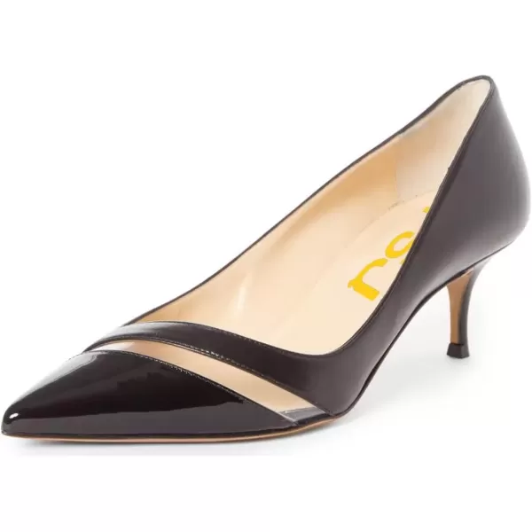 imageFSJ Women Comfy Clear Pointed Toe Pump Kitten Low Heel Slip On Office Lady Shoes Size 415 USBlack