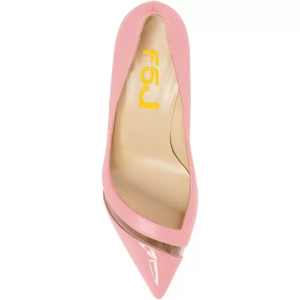 imageFSJ Women Comfy Clear Pointed Toe Pump Kitten Low Heel Slip On Office Lady Shoes Size 415 USPink