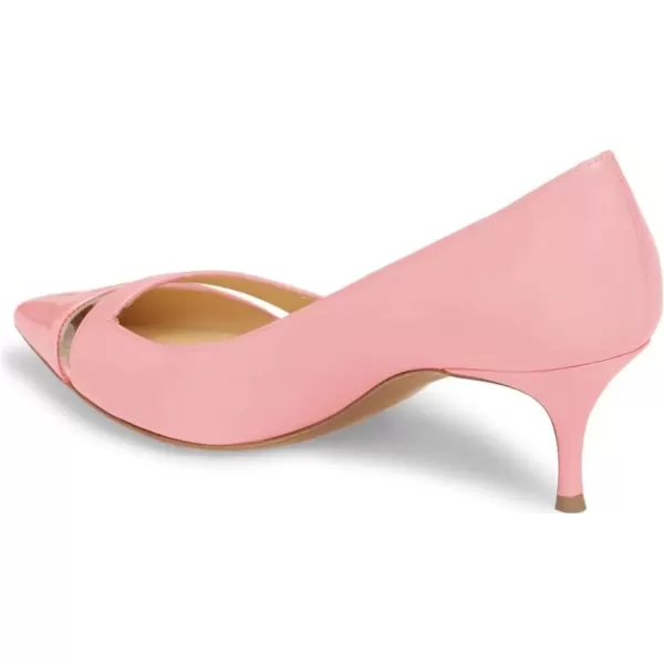 imageFSJ Women Comfy Clear Pointed Toe Pump Kitten Low Heel Slip On Office Lady Shoes Size 415 USPink