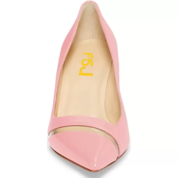 imageFSJ Women Comfy Clear Pointed Toe Pump Kitten Low Heel Slip On Office Lady Shoes Size 415 USPink