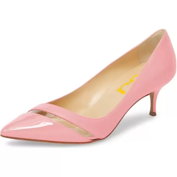 imageFSJ Women Comfy Clear Pointed Toe Pump Kitten Low Heel Slip On Office Lady Shoes Size 415 USPink