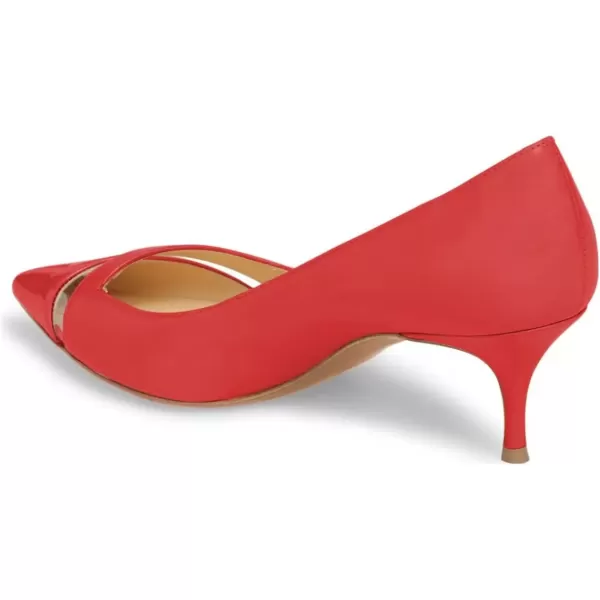 imageFSJ Women Comfy Clear Pointed Toe Pump Kitten Low Heel Slip On Office Lady Shoes Size 415 USRed