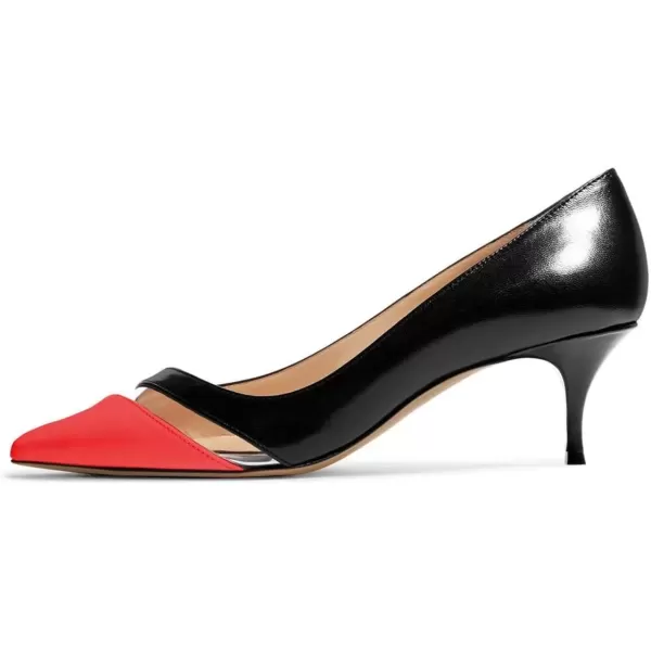 imageFSJ Women Comfy Clear Pointed Toe Pump Kitten Low Heel Slip On Office Lady Shoes Size 415 USRedblack