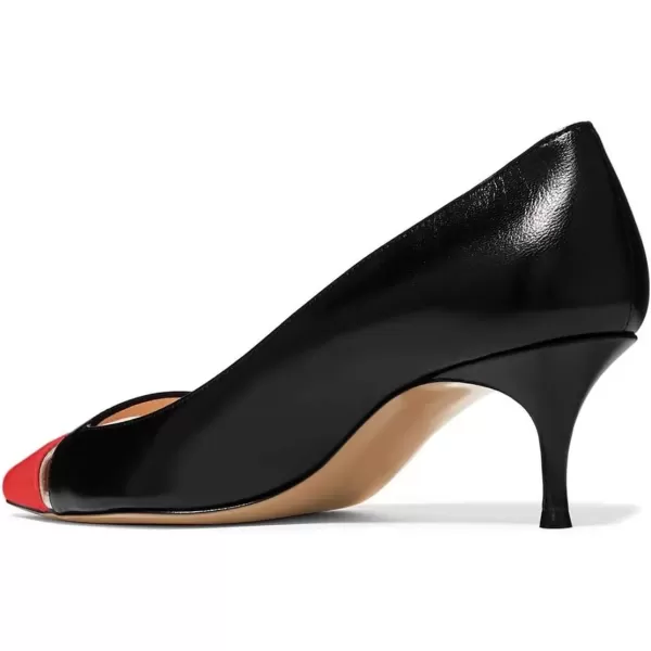 imageFSJ Women Comfy Clear Pointed Toe Pump Kitten Low Heel Slip On Office Lady Shoes Size 415 USRedblack