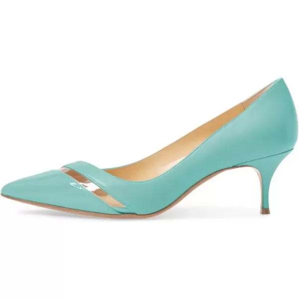 imageFSJ Women Comfy Clear Pointed Toe Pump Kitten Low Heel Slip On Office Lady Shoes Size 415 USTurquoise