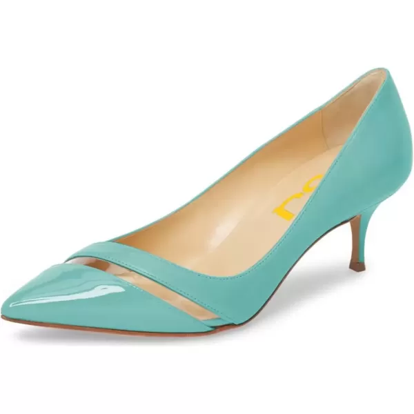 imageFSJ Women Comfy Clear Pointed Toe Pump Kitten Low Heel Slip On Office Lady Shoes Size 415 USTurquoise