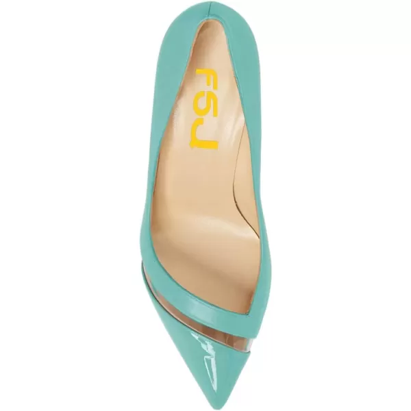 imageFSJ Women Comfy Clear Pointed Toe Pump Kitten Low Heel Slip On Office Lady Shoes Size 415 USTurquoise