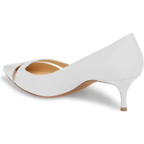 imageFSJ Women Comfy Clear Pointed Toe Pump Kitten Low Heel Slip On Office Lady Shoes Size 415 USWhite