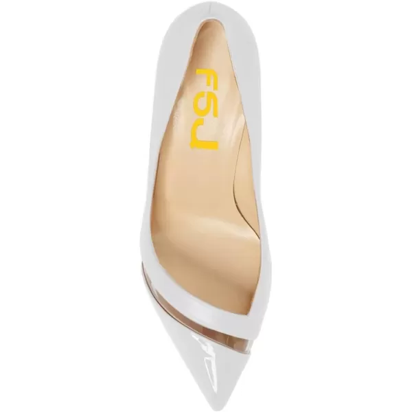 imageFSJ Women Comfy Clear Pointed Toe Pump Kitten Low Heel Slip On Office Lady Shoes Size 415 USWhite