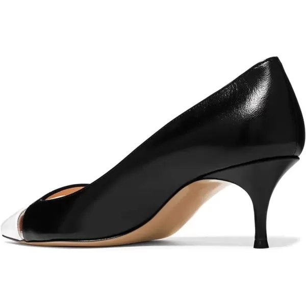 imageFSJ Women Comfy Clear Pointed Toe Pump Kitten Low Heel Slip On Office Lady Shoes Size 415 USWhiteBlack
