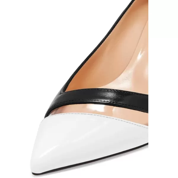 imageFSJ Women Comfy Clear Pointed Toe Pump Kitten Low Heel Slip On Office Lady Shoes Size 415 USWhiteBlack
