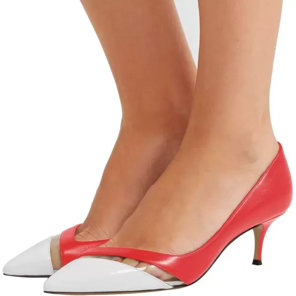 imageFSJ Women Comfy Clear Pointed Toe Pump Kitten Low Heel Slip On Office Lady Shoes Size 415 USWhitered